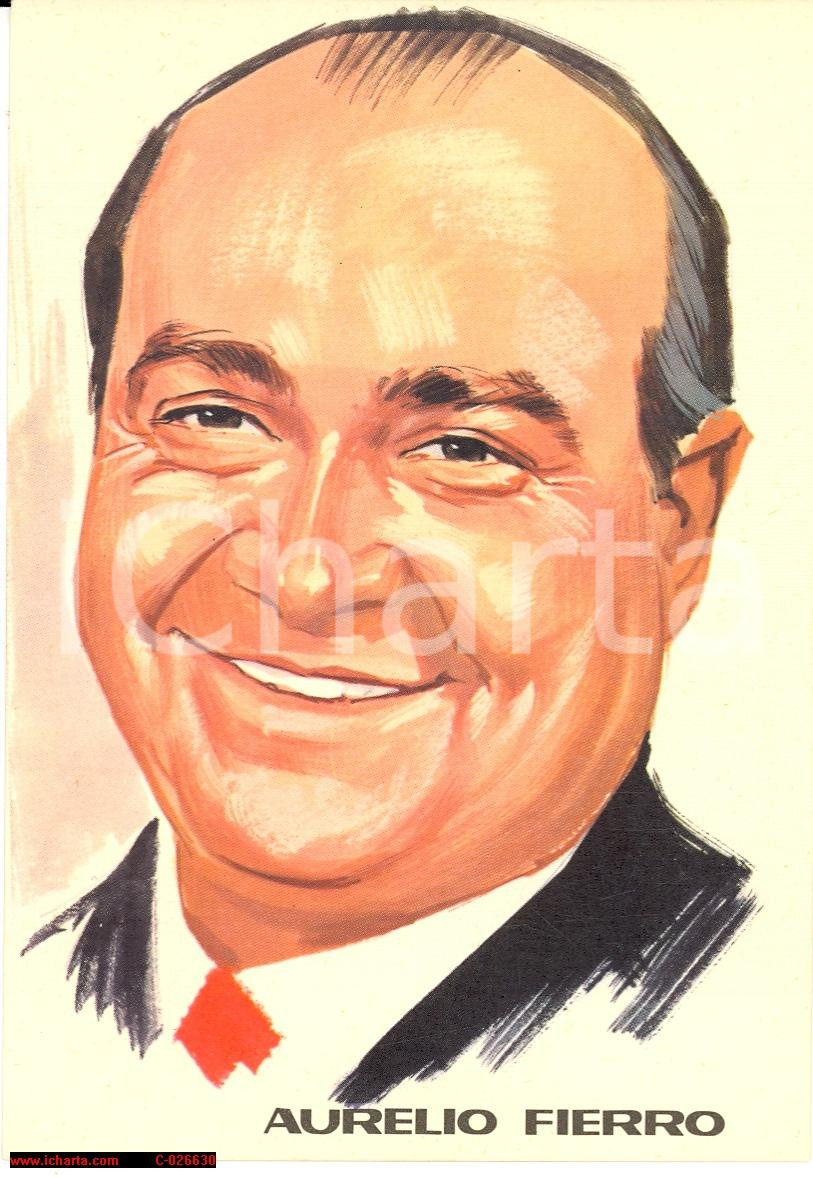 Cartolina originale da collezione 1965 ca MUSICA Cantante Aurelio FIERRO Illustrazione di PICCHIONI Cartolina FG 1