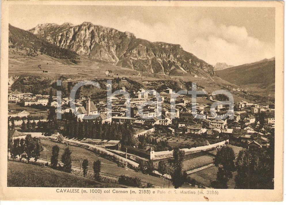 Cartolina originale da collezione 1938 CAVALESE (TN) Cornon e Pale di S.Martino *Cartolina postale FG VG 1