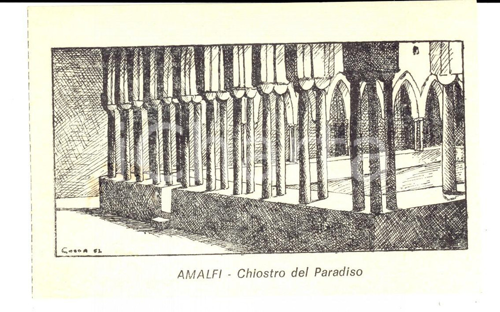 Oggetto da collezione cartaceo 1950 ca AMALFI Chiostro del Paradiso - Biglietto d'ingresso *Bollo Lire 2 1