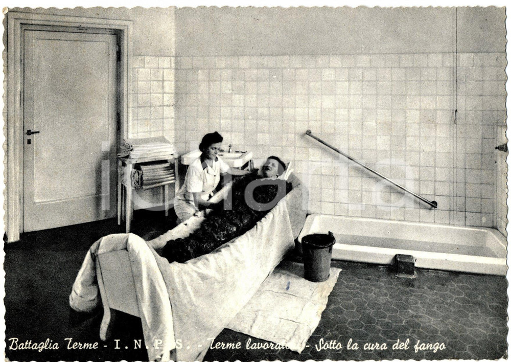 Cartolina originale da collezione 1950 circa BATTAGLIA TERME (PD) Sotto la cura del fango 1