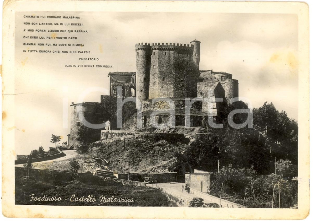 Cartolina originale da collezione 1951 FOSDINOVO (MS) Veduta del Castello MALASPINA FG VG 1
