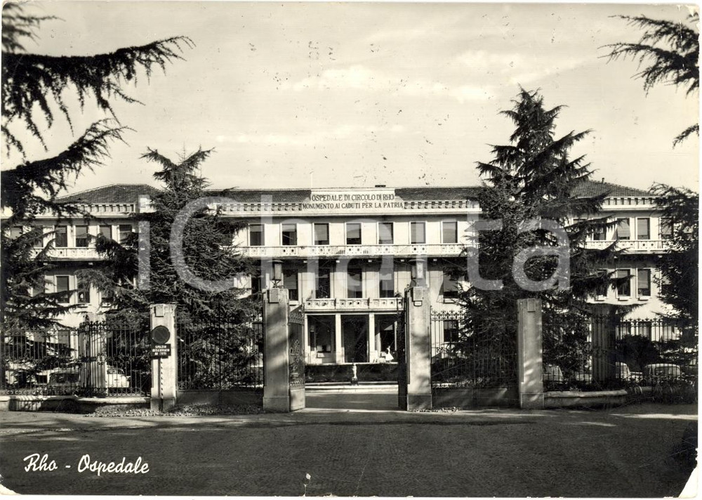 Cartolina originale da collezione 1961 circa RHO (MI) Facciata Ospedale di circolo FG VG 1