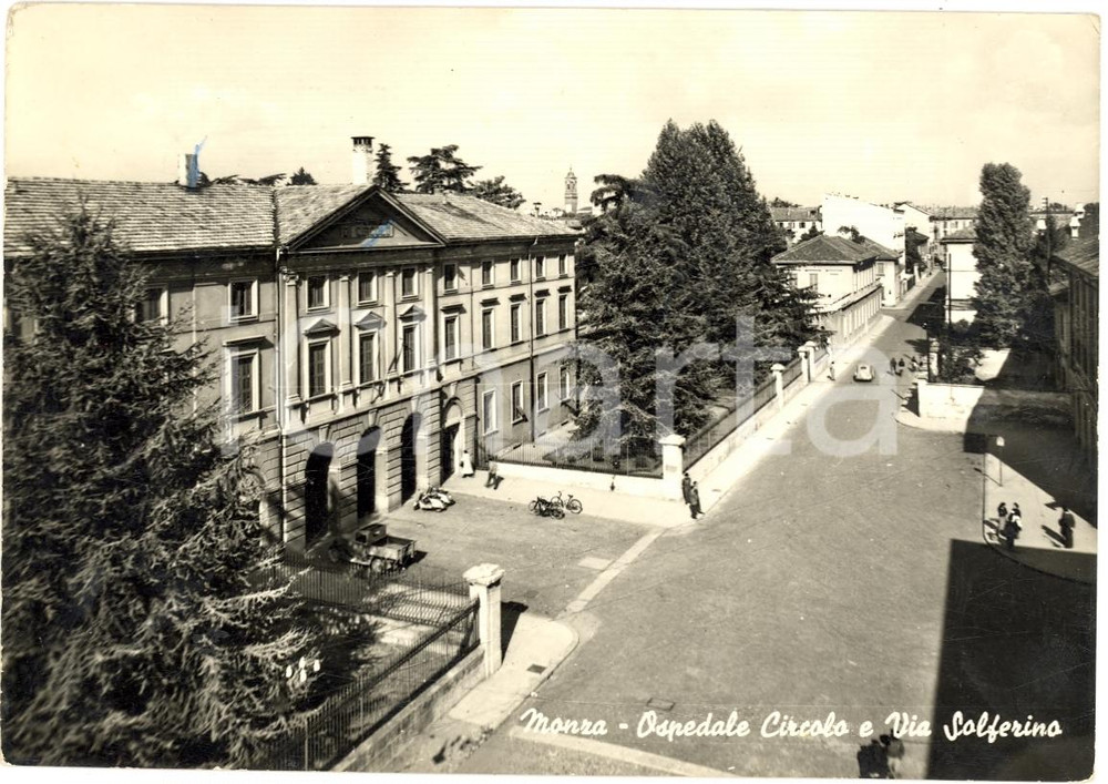 Cartolina originale da collezione 1967 MONZA (MB) L'ospedale di circolo e via SOLFERINO 1