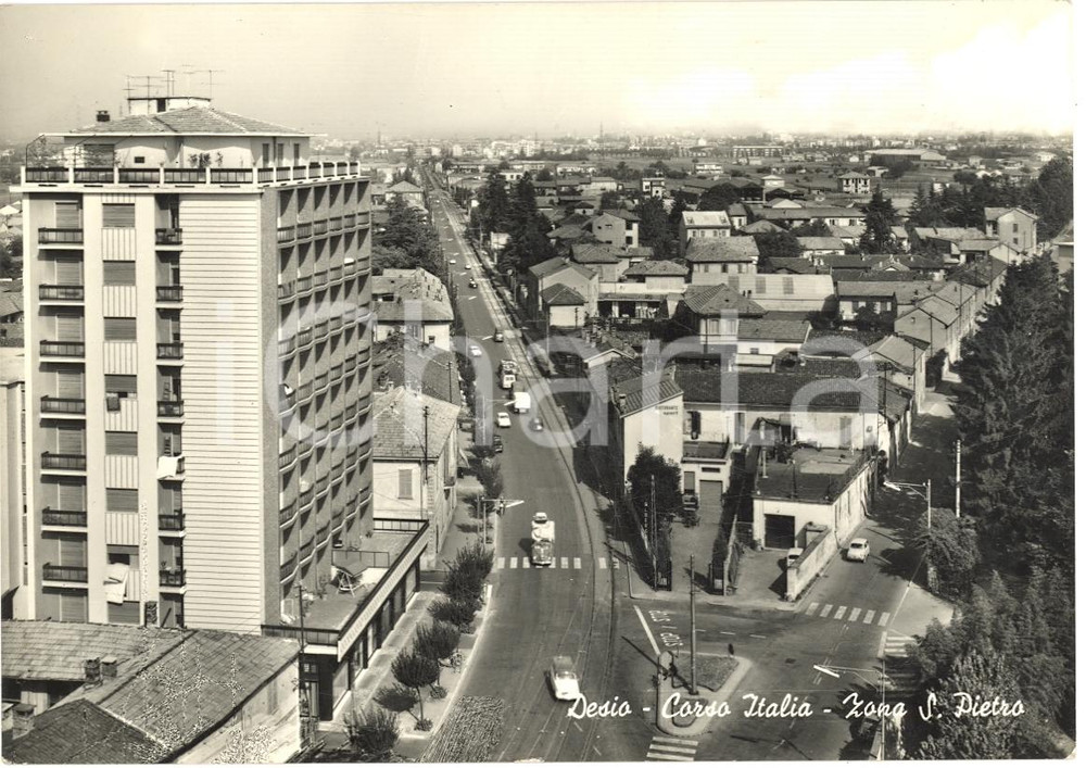 Cartolina originale da collezione 1970 circa DESIO (MI) Corso Italia Zona S. PIETRO FG VG (2) 1