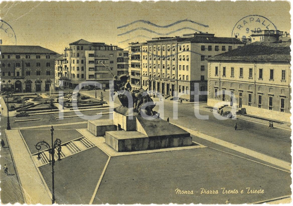 Cartolina originale da collezione 1954 MONZA (MB) Monumento Caduti P.zza TRENTO e TRIESTE 1