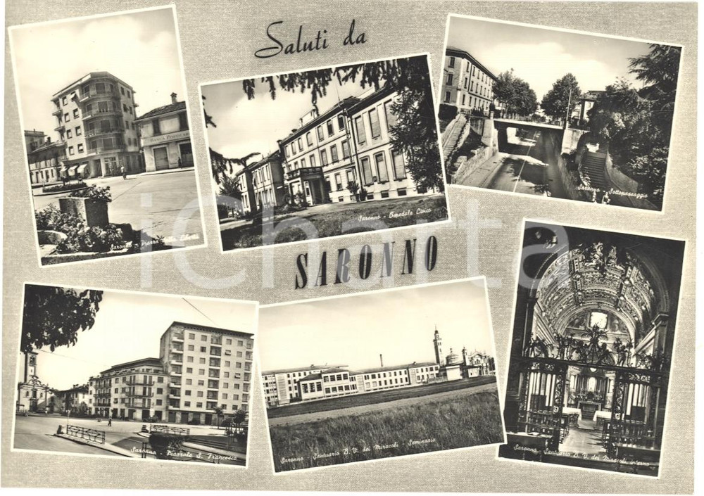 Cartolina originale da collezione 1960 ca SARONNO (VA) Vedutine Saluti da SARONNO FG NV 1