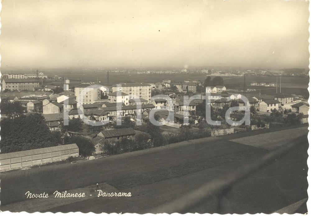 Cartolina originale da collezione 1955 NOVATE MILANESE (MI) Panorama generale paese FG VG 1