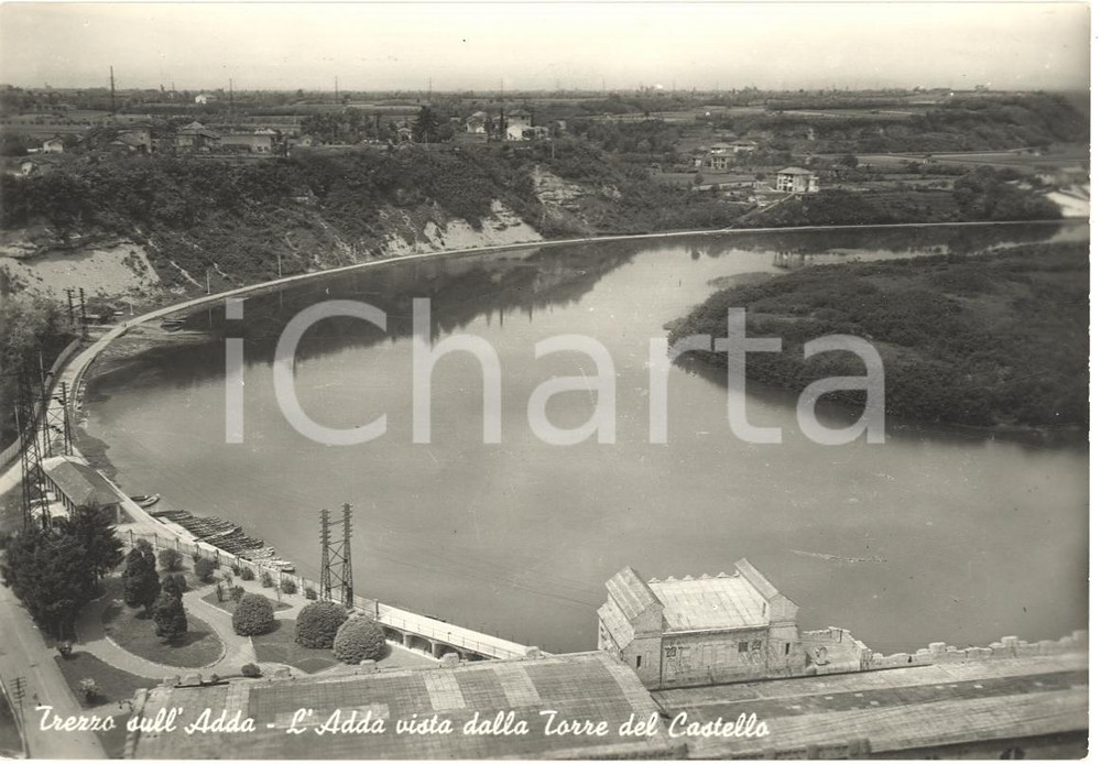 Cartolina originale da collezione 1960 ca TREZZO SULL'ADDA (MI) Veduta dell'ADDA FG NV 1