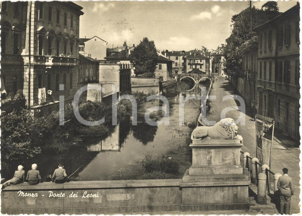Cartolina originale da collezione 1956 MONZA (MB) Ponte dei LEONI FG VG 1
