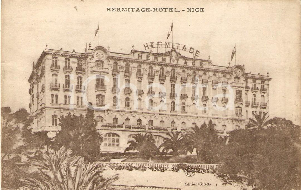 Cartolina originale da collezione 1910 ca NICE FRANCE Panorama con HERMITAGE HOTEL Cartolina FP NV 1