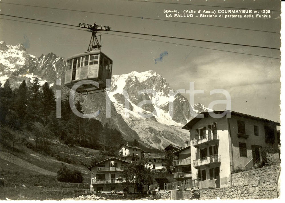 Cartolina originale da collezione 1951 COURMAYEUR (AO) La Palud - Stazione di partenza Funivia *Cartolina FG VG 1