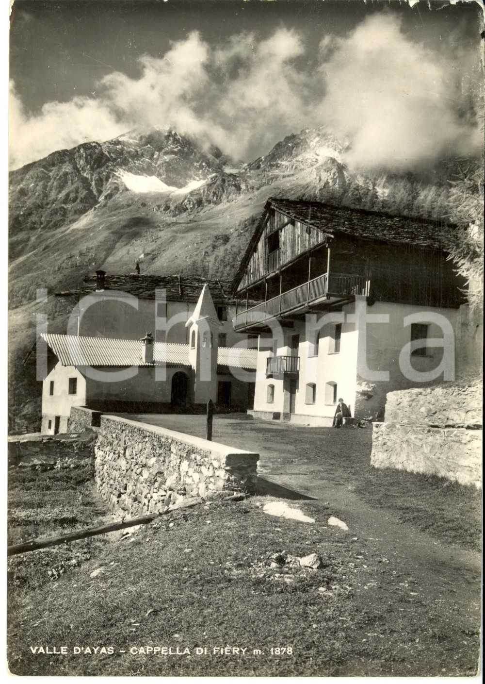 Cartolina originale da collezione 1960 ca VALLE D'AYAS (AO) Cappella di FIERY *Cartolina postale FG VG 1