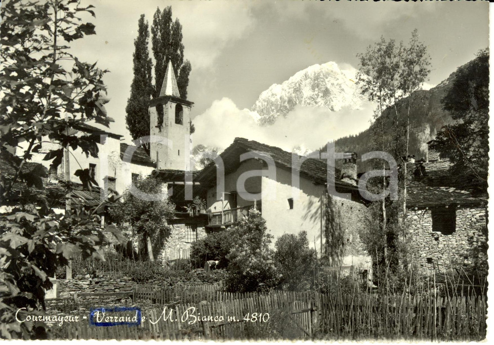 Cartolina originale da collezione 1965 COURMAYEUR (AO) Verrand e Monte Bianco *Cartolina postale FG VG 1