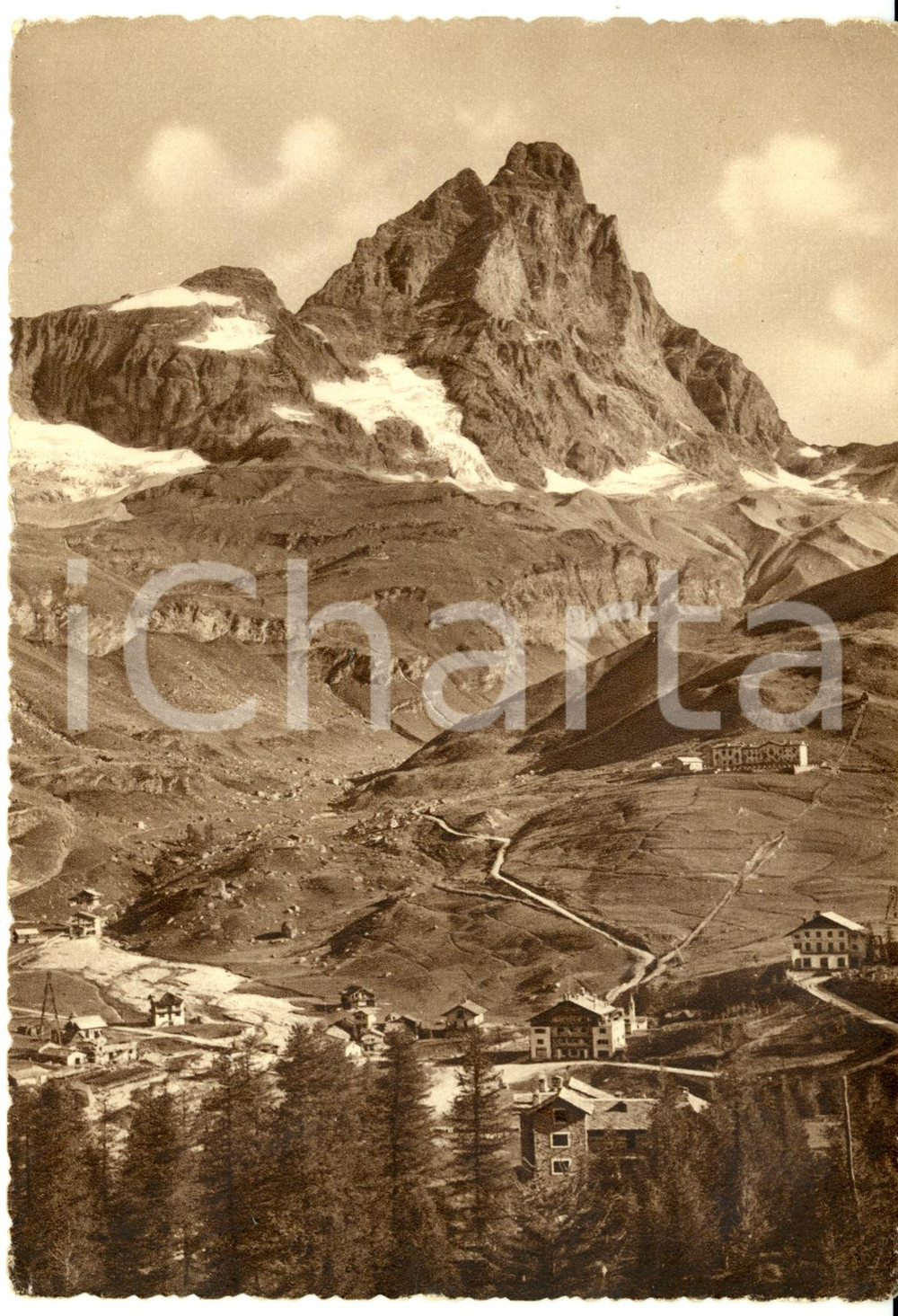 Cartolina originale da collezione 1950 ca CERVINIA - BREUIL (AO) Panorama *Cartolina postale FG VG 1
