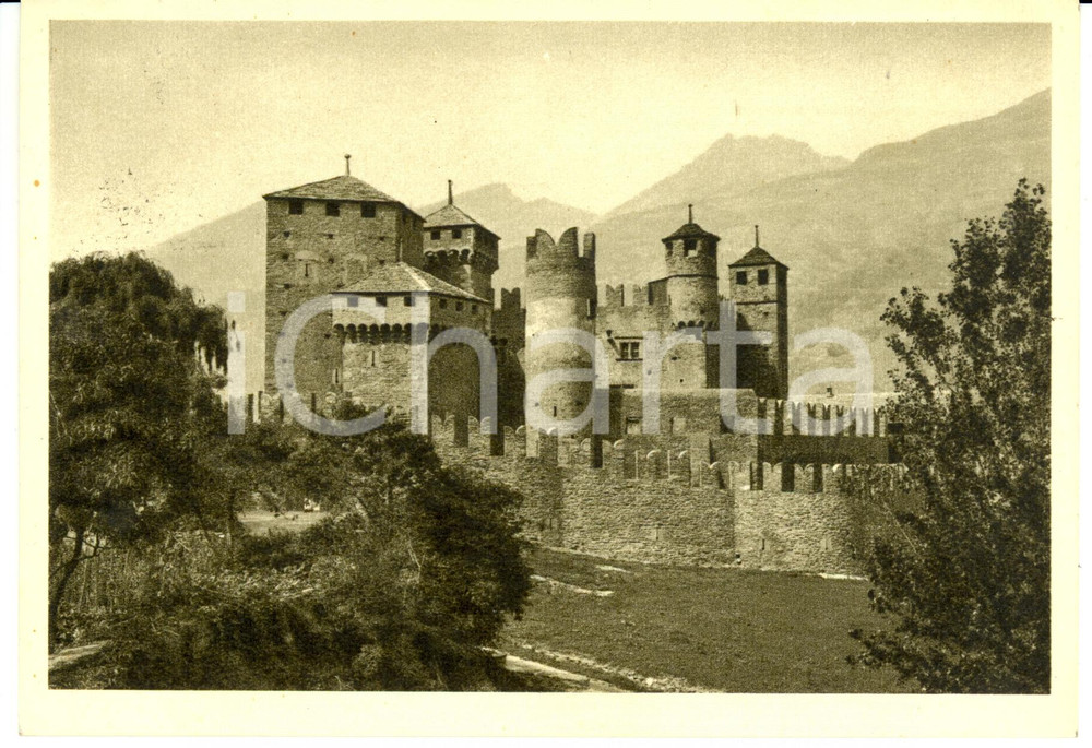 Cartolina originale da collezione 1955 FENIS (AO) Castello - Veduta dal lato ingresso *Cartolina FG VG 1