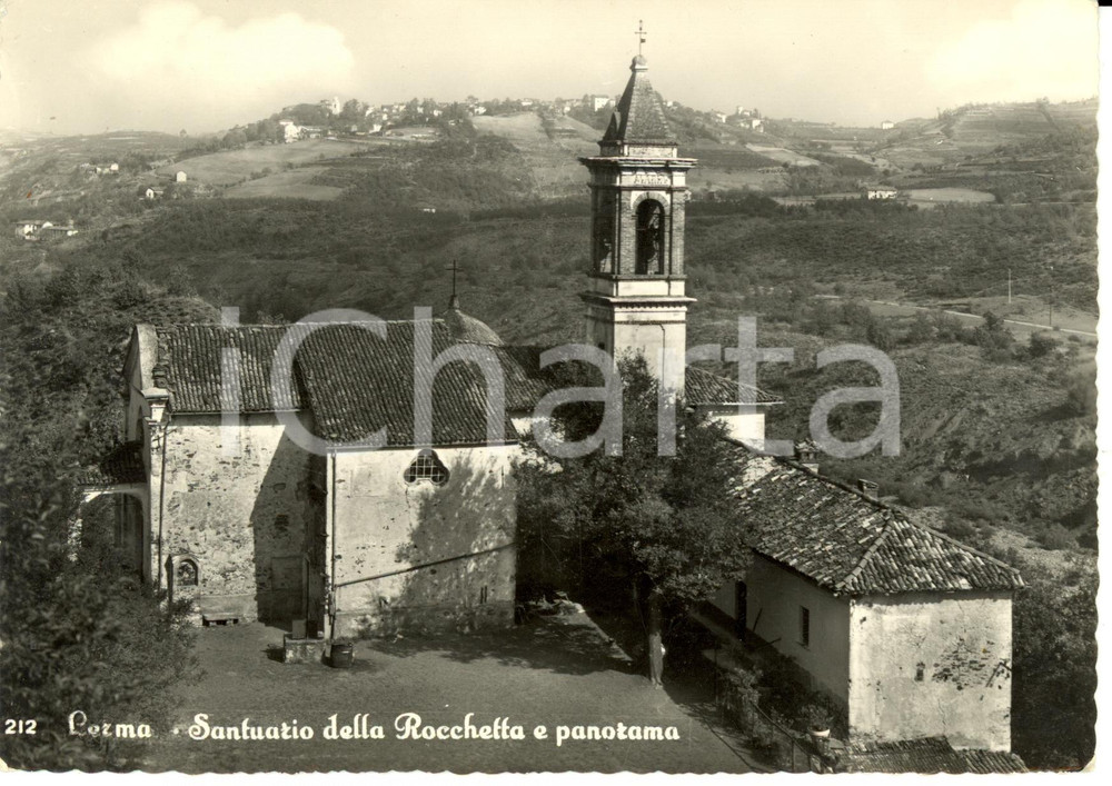 Cartolina originale da collezione 1950 ca LERMA (AL) Santuario della Rocchetta e panorama *Cartolina postale FG NV 1