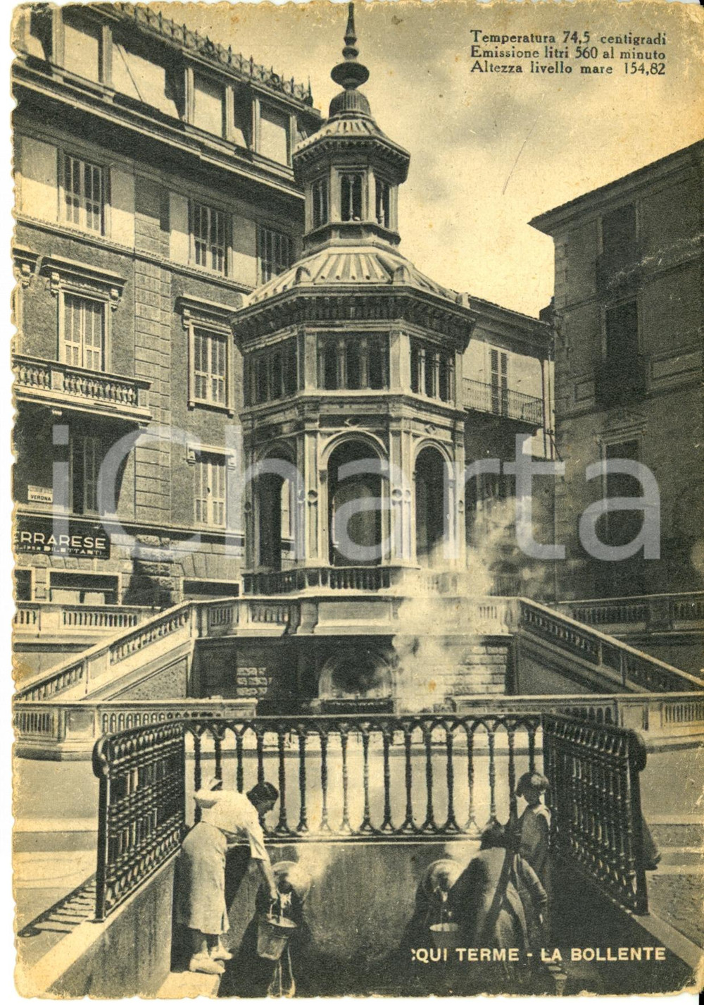 Cartolina originale da collezione 1952 ACQUI TERME AL La bollente Cartolina postale FG VG 1