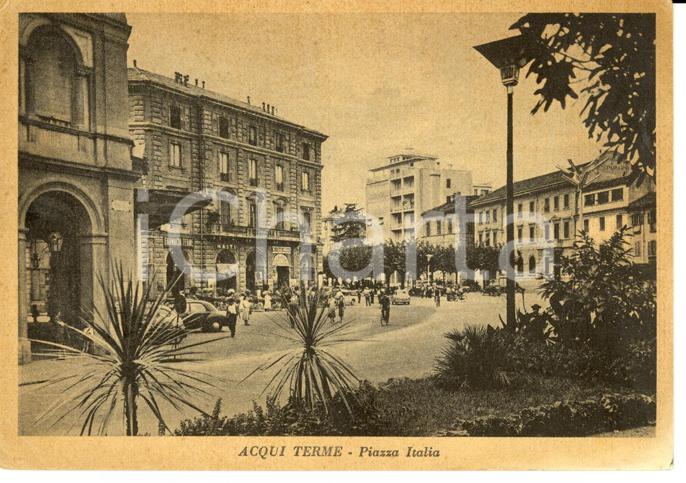 Cartolina originale da collezione 1956 ACQUI TERME (AL) Piazza Italia *Cartolina postale FG VG 1