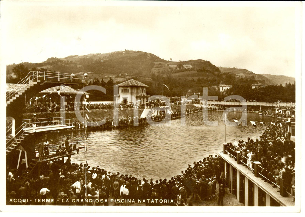 Cartolina originale da collezione 1936 ACQUI TERME AL La grandiosa piscina natatoria Cartolina postale FG VG 1