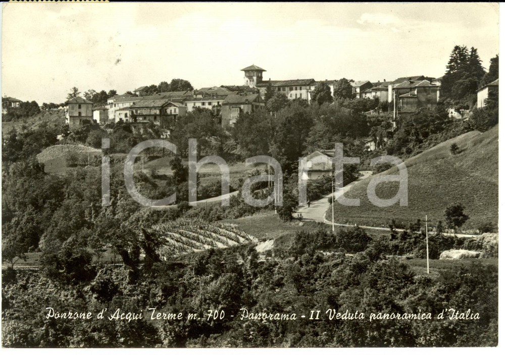 Cartolina originale da collezione 1966 PONZONE D'ACQUI TERME (AL) Panoramica della cittÃ  *Cartolina postale FG VG 1