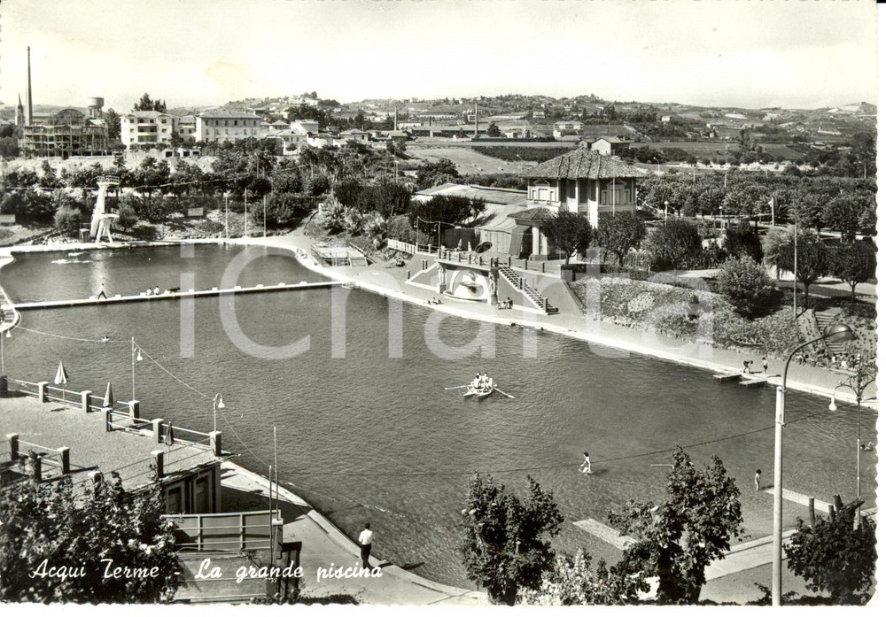 Cartolina originale da collezione 1962 ACQUI TERME (AL) La grande piscina *Cartolina DANNEGGIATA FG VG 1