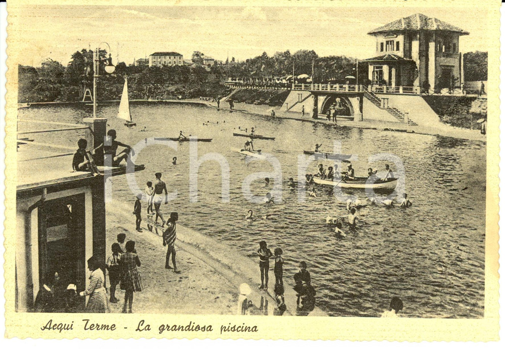 Cartolina originale da collezione 1957 ACQUI TERME AL La grandiosa piscina Cartolina postale FG VG 1