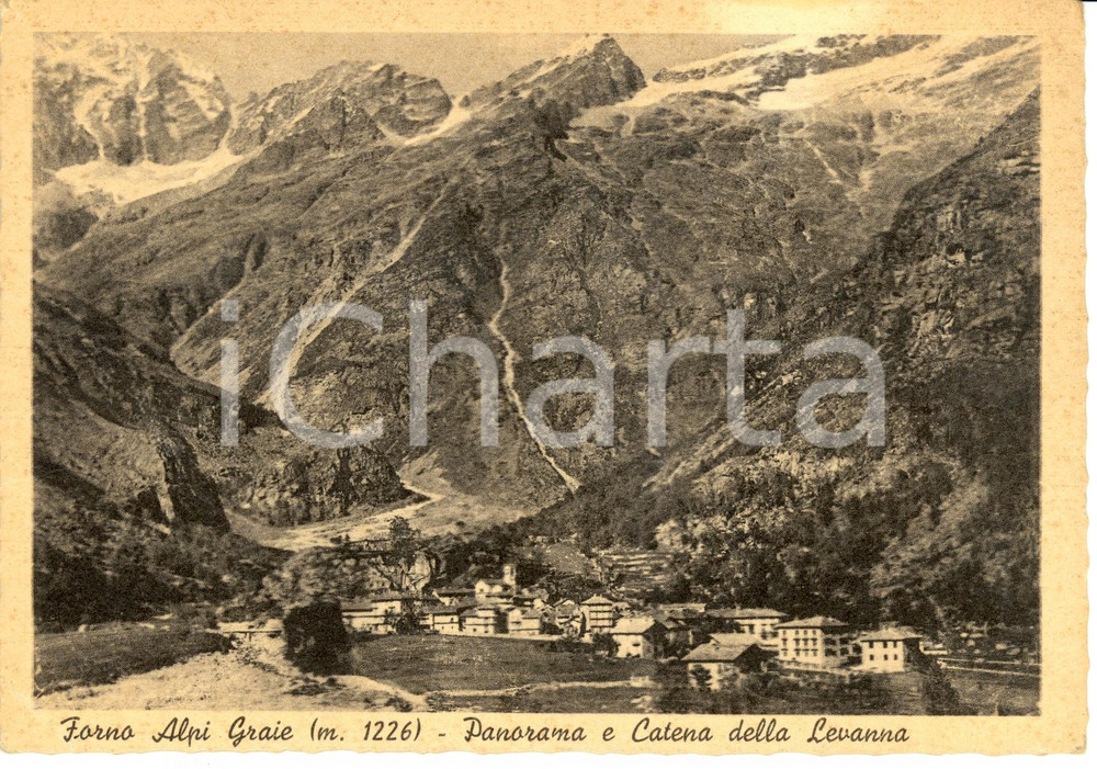 Cartolina originale da collezione 1950 ca FORNO ALPI GRAIE TO Panorama e catena della Levanna Cartolina FG NV 1