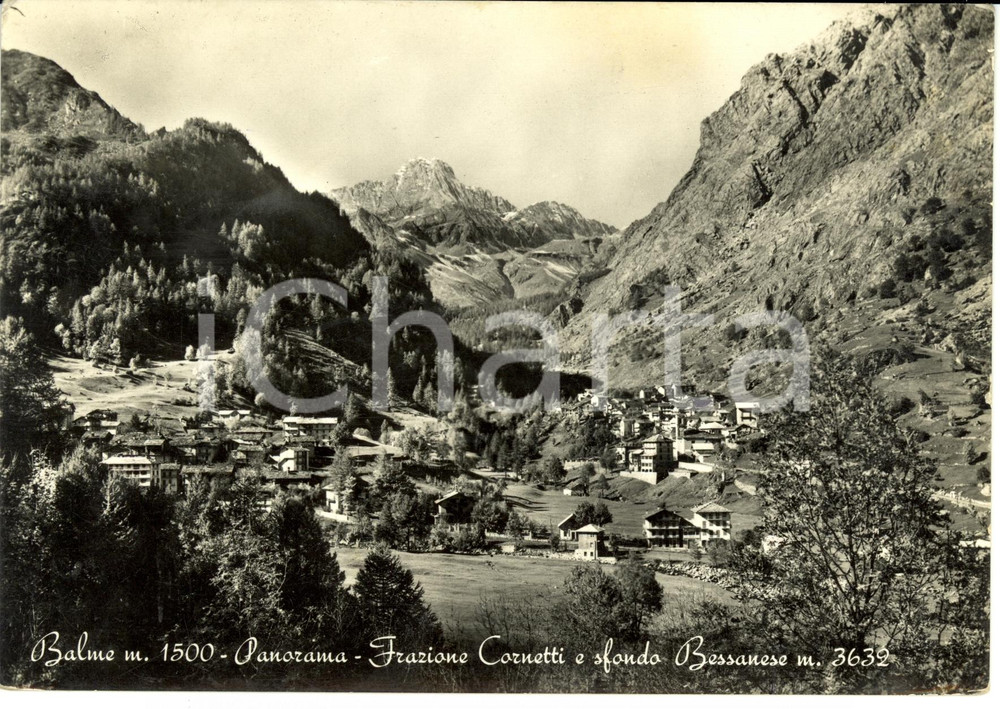 Cartolina originale da collezione 1953 BALME (TO) Panorama-frazione CORNETTI e sfondo Bessanese *Cartolina FG VG 1