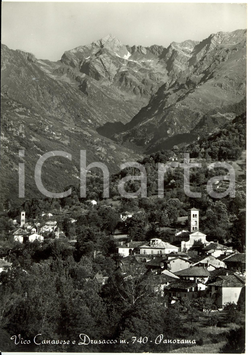 Cartolina originale da collezione 1960 VICO CANAVESE E DRUSSACCO TO Panorama Cartolina FG VG 1