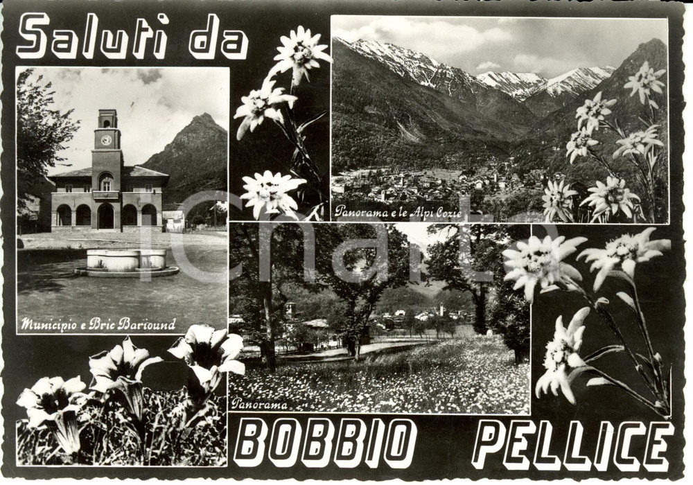 Cartolina originale da collezione 1959 BOBBIO PELLICE (TO) Vedutine del paese *Cartolina FG VG 1