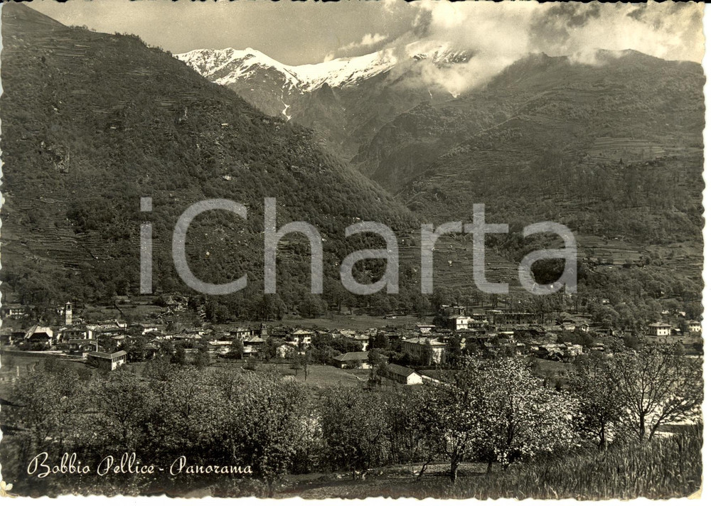 Cartolina originale da collezione 1952 BOBBIO PELLICE (TO) Panorama del paese *Cartolina postale FG VG 1