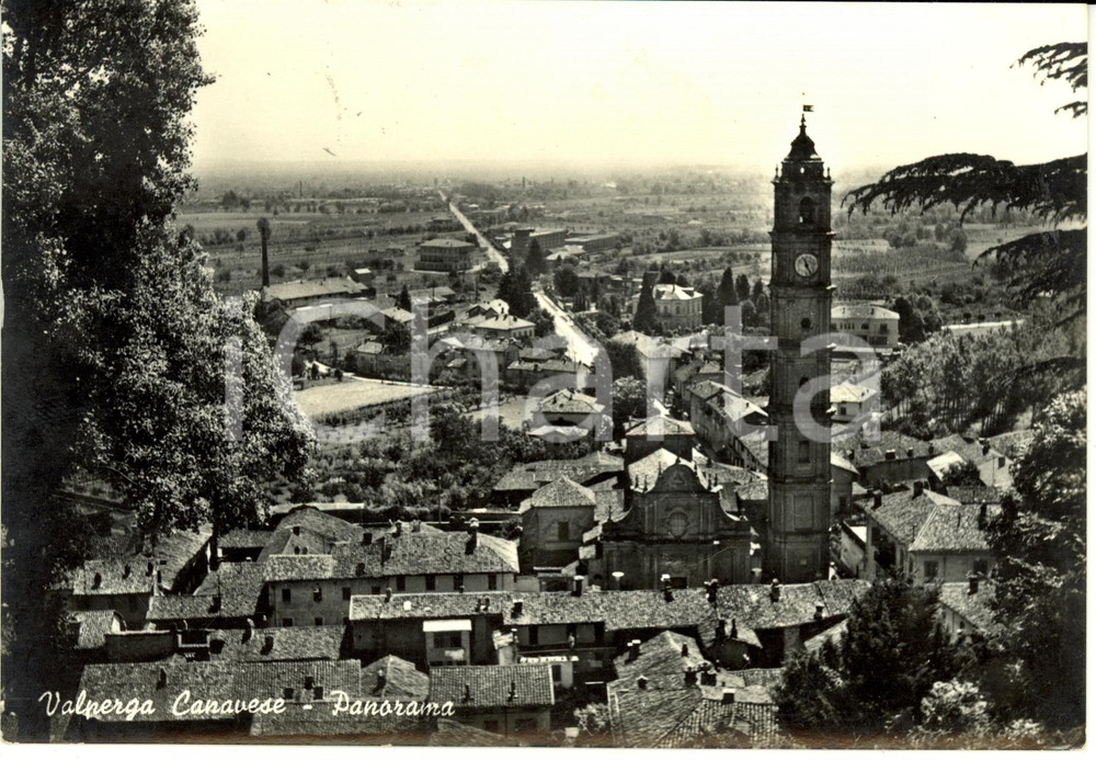 Cartolina originale da collezione 1960 ca VALPERGA CANAVESE TO Panorama Cartolina postale FG VG 1