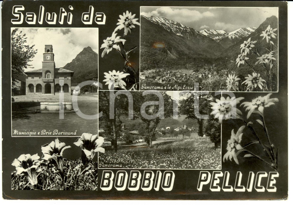 Cartolina originale da collezione 1964 BOBBIO PELLICE (TO) Vedutine del paese *Cartolina postale FG VG 1