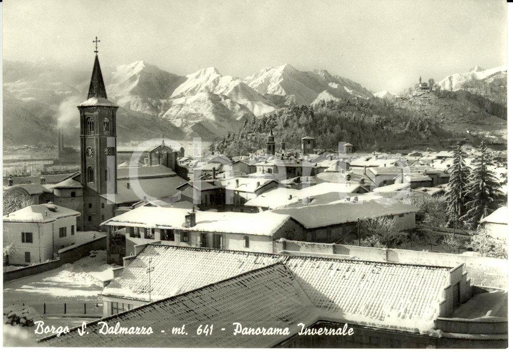 Cartolina originale da collezione 1950 ca BORGO SAN DALMAZZO CN Panorama invernale Cartolina FG NV 1