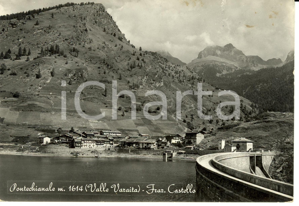 Cartolina originale da collezione 1953 PONTECHIANALE CN Panorama frazione CASTELLO Cartolina FG NV 1