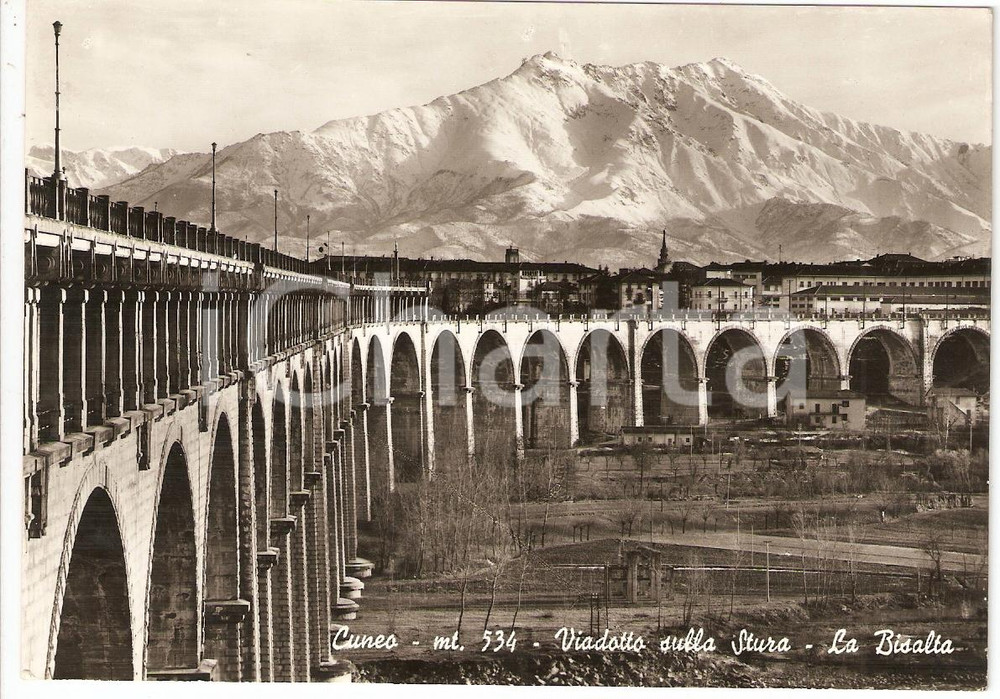 Cartolina originale da collezione 1950 ca CUNEO Viadotto della Stura  La Bisalta Cartolina postale FG NV 1