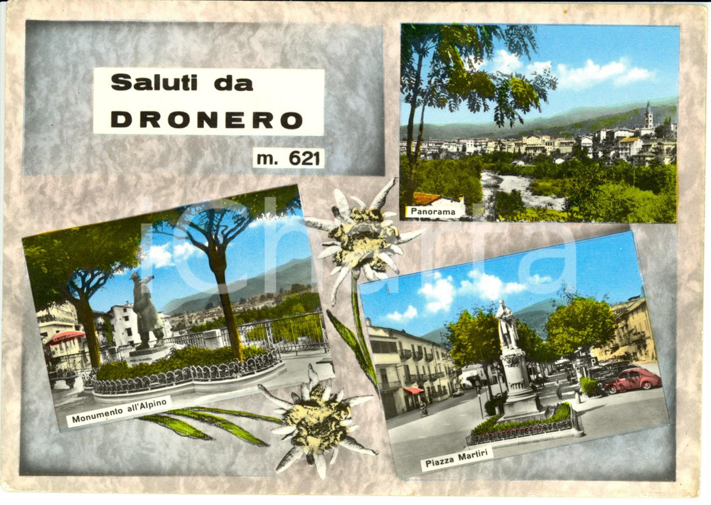 Cartolina originale da collezione 1964 DRONERO (CN) Vedutine *Cartolina postale FG VG 1