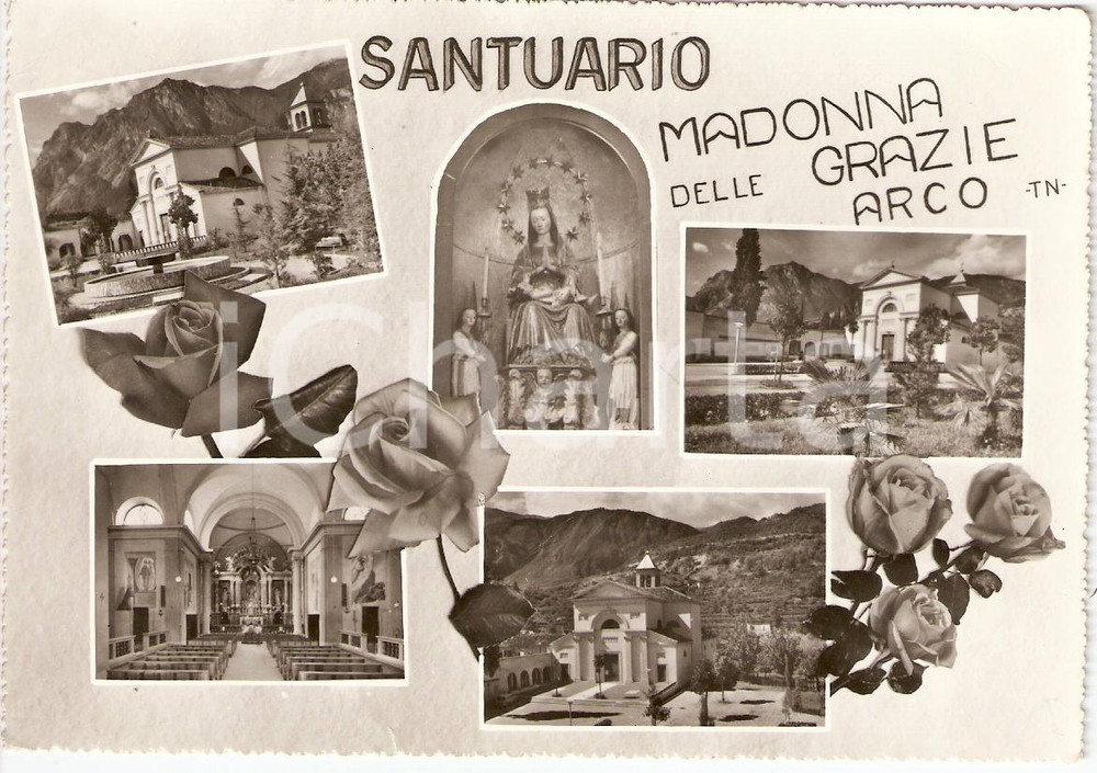 Cartolina originale da collezione 1963 ARCO (TN) Vedutine Santuario della Madonna delle Grazie *Cartolina FG VG 1