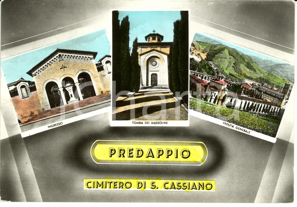 Cartolina originale da collezione 1950 ca PREDAPPIO FC Vedutine cimitero con tomba MUSSOLINI Cartolina FG NV 1