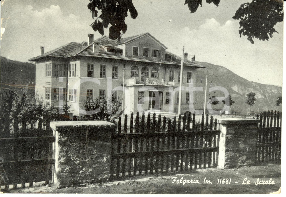 Cartolina originale da collezione 1953 FOLGARIA (TN) Le scuole *Cartolina postale FG VG 1