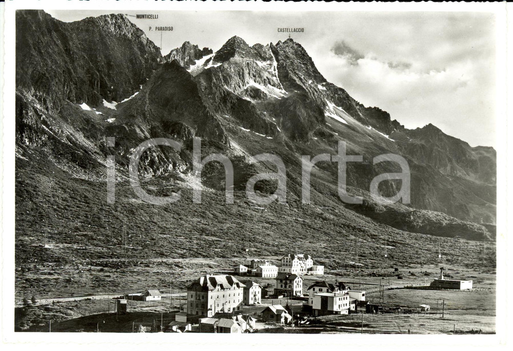 Cartolina originale da collezione 1961 PASSO DEL TONALE (TN) Alberghi e Monumento Vittoria Alata *Cartolina FG VG 1