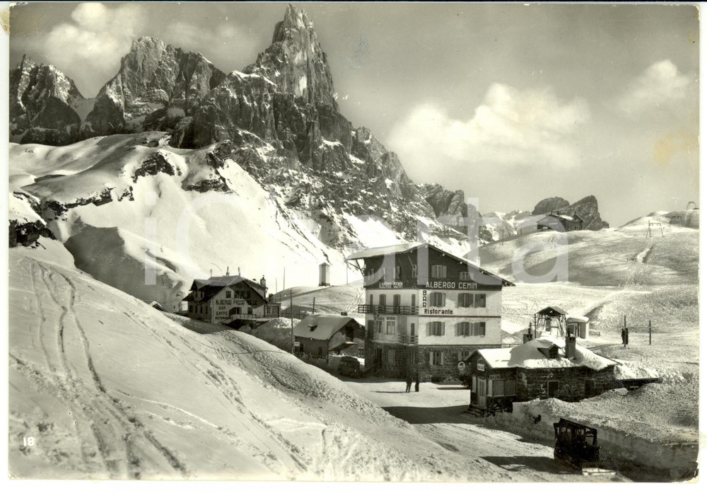 Cartolina originale da collezione 1959 PASSO ROLLE TN Panorama con Cimon della Pala Cartolina postale FG VG 1