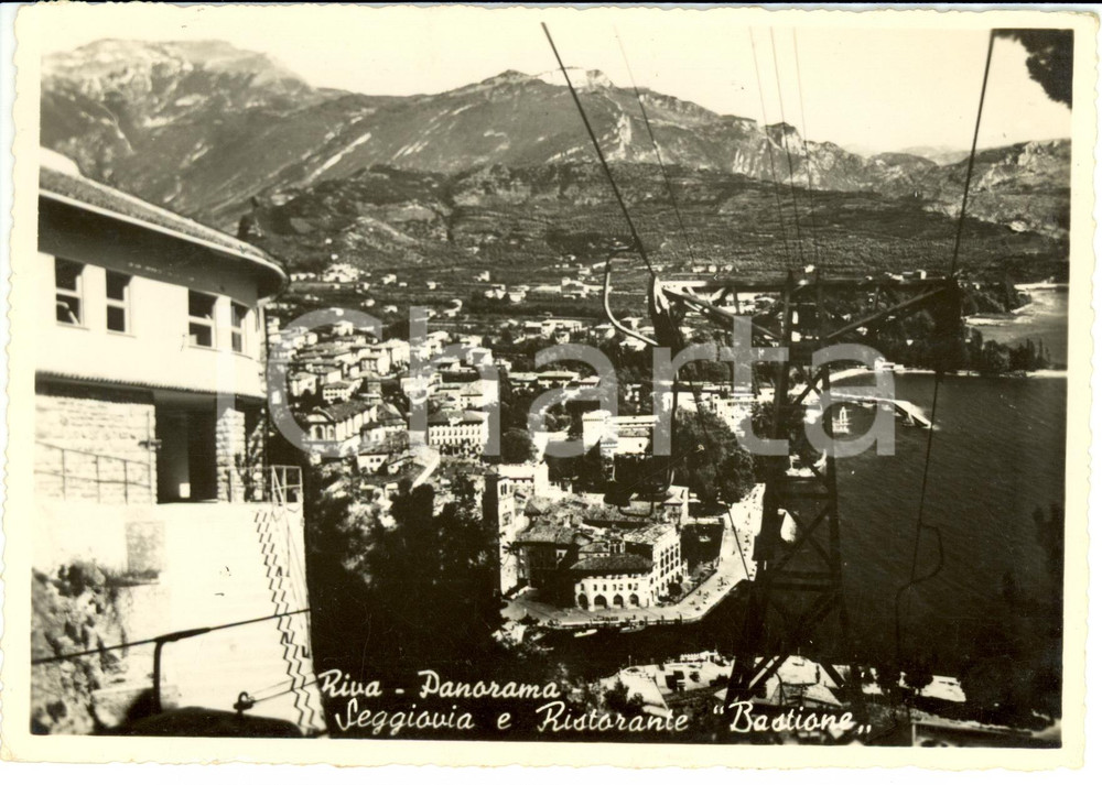 Cartolina originale da collezione 1958 RIVA DEL GARDA TN Panorama Seggiovia Ristorante Bastione Cartolina FG VG 1
