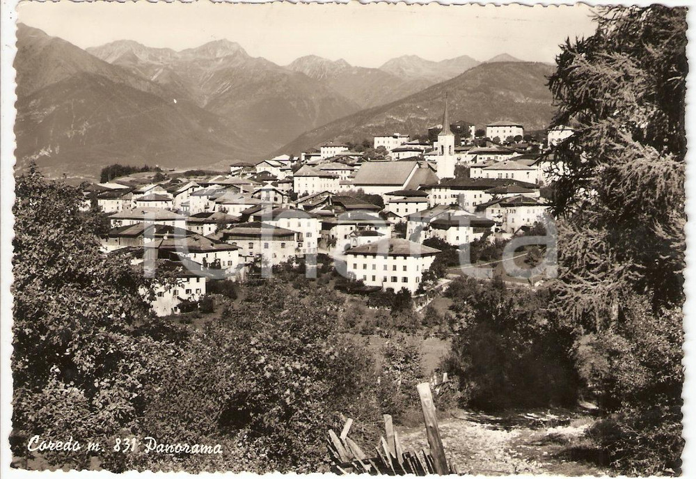 Cartolina originale da collezione 1957 COREDO (TN) Panorama *Cartolina postale FG VG 1