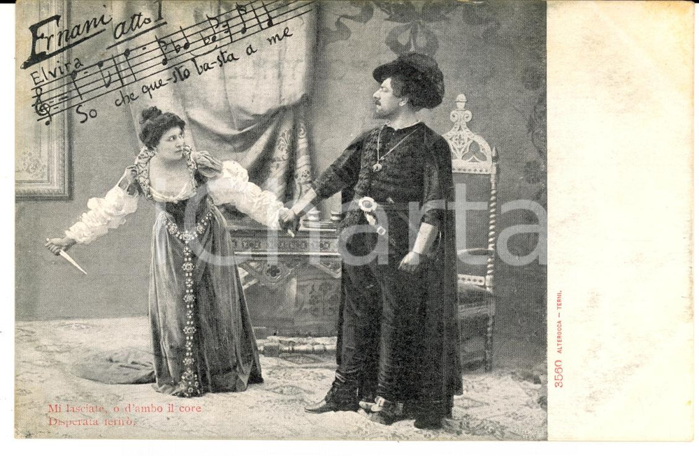 Cartolina originale da collezione 1900 ca ERNANI Atto I So che questo basta a me *Cartolina FP NV 1