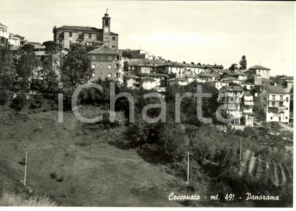 Cartolina originale da collezione 1950 ca COCCONATO (AT) Scorcio panoramico *Cartolina postale FG NV 1