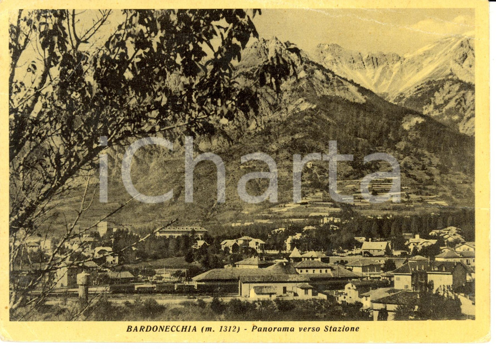 Cartolina originale da collezione 1952 BARDONECCHIA (TO) Scorcio panoramico verso stazione *Cartolina FG VG 1