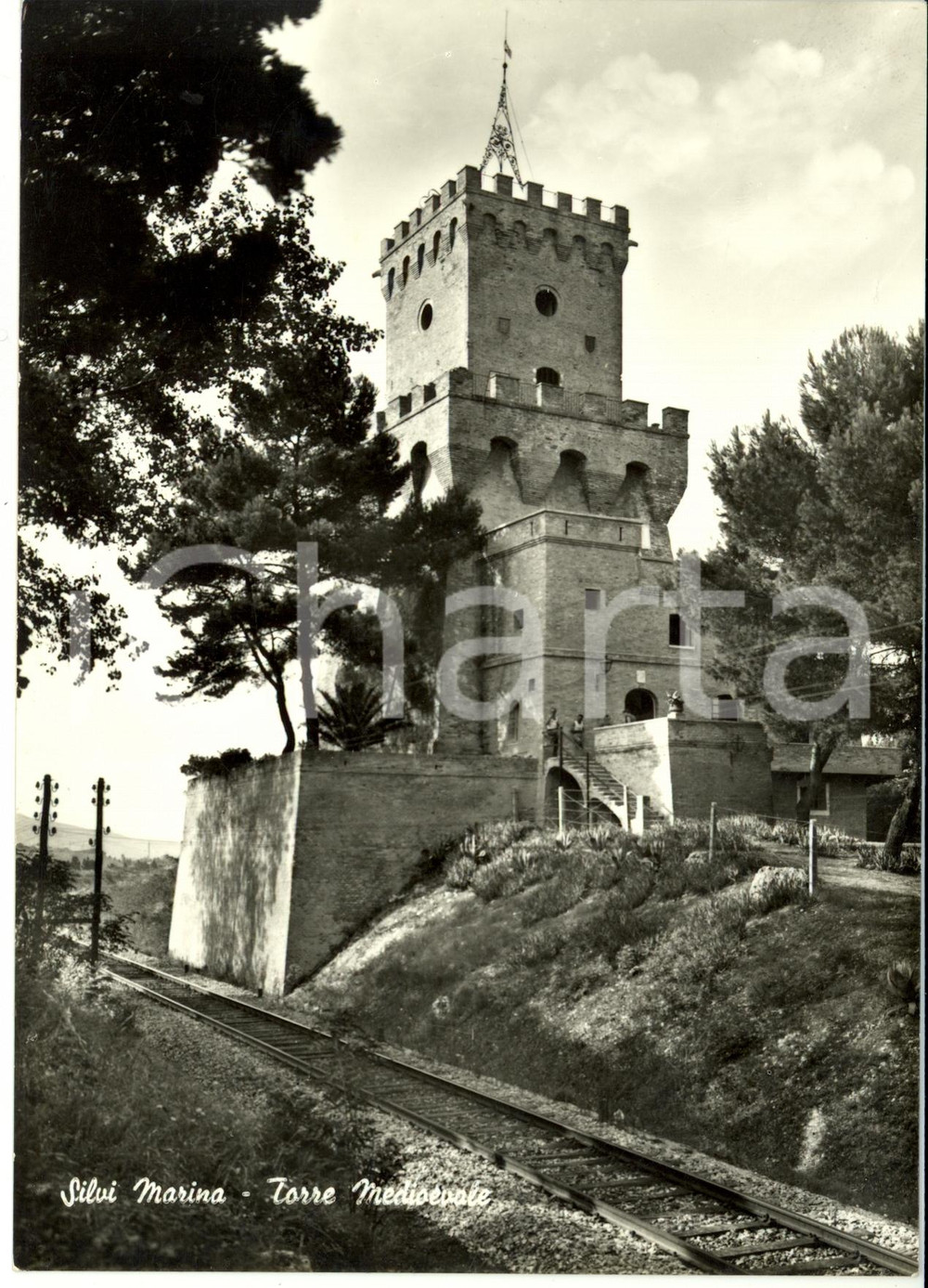 Cartolina originale da collezione 1950 ca SILVI MARINA (TE) Torre Medioevale *Cartolina postale FG NV 1