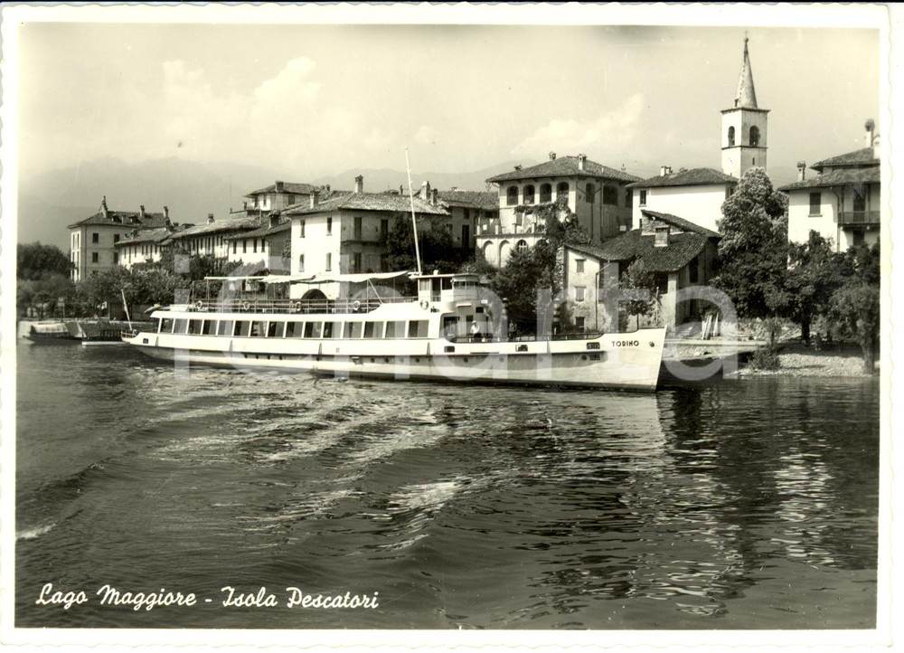 Cartolina originale da collezione 1950 ca ISOLA PESCATORI VB Scorcio panoramico MOTONAVE TORINO Cartolina FG NV 1