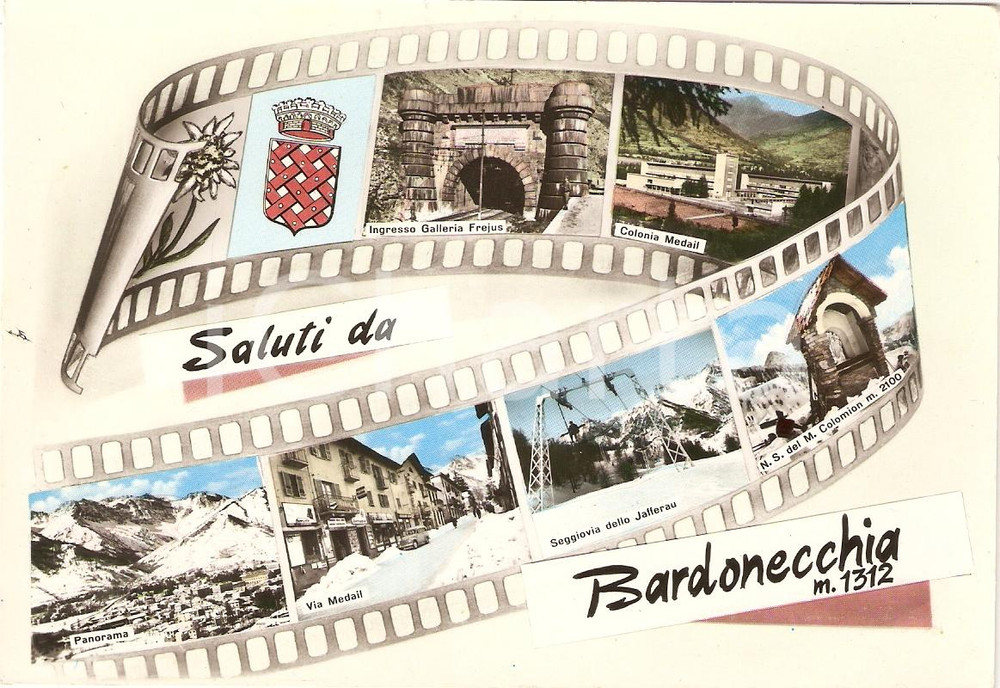 Cartolina originale da collezione 1950 ca BARDONECCHIA (TO) Colonia MEDAIL Seggiovia JAFFERAU Vedutine *FG NV 1